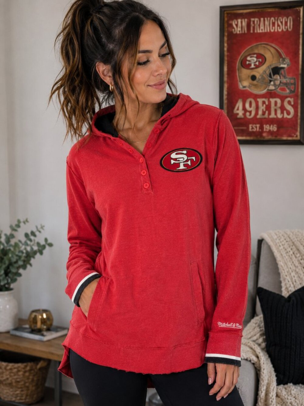 Mitchell & Ness 49ers NFL Throwbacks Hooded Pullover Small